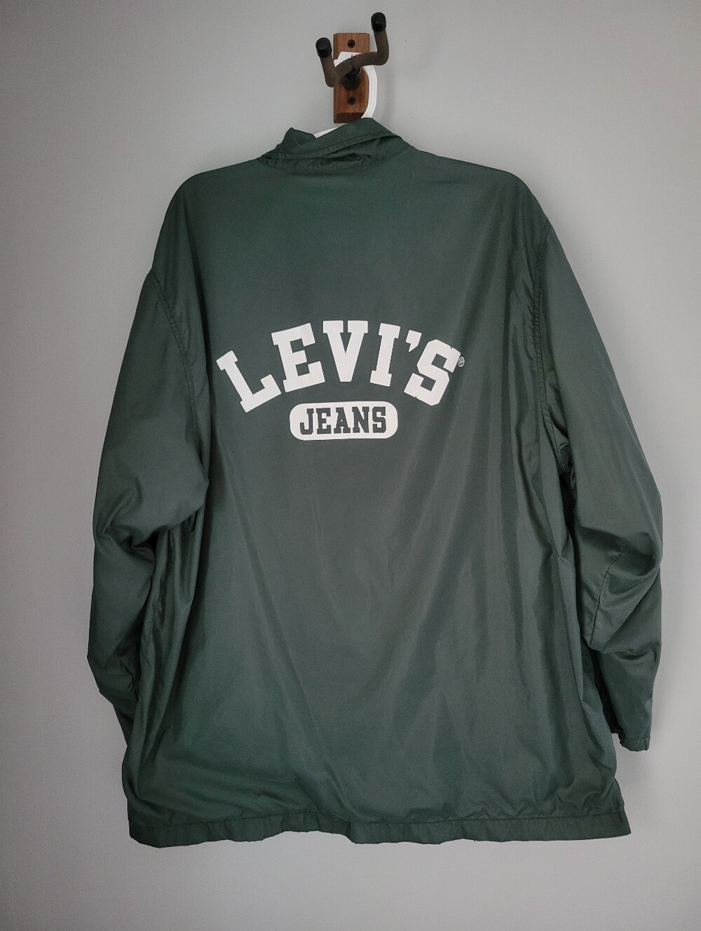 Vintage Levi's Jean Windbreaker Jacket Mens Size M Green Snap Button